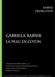 Gabriela Babnik: La peau en coton, Individual sample translation