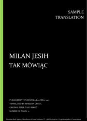 Milan Jesih: Tak mówiąc, Individual sample translation
