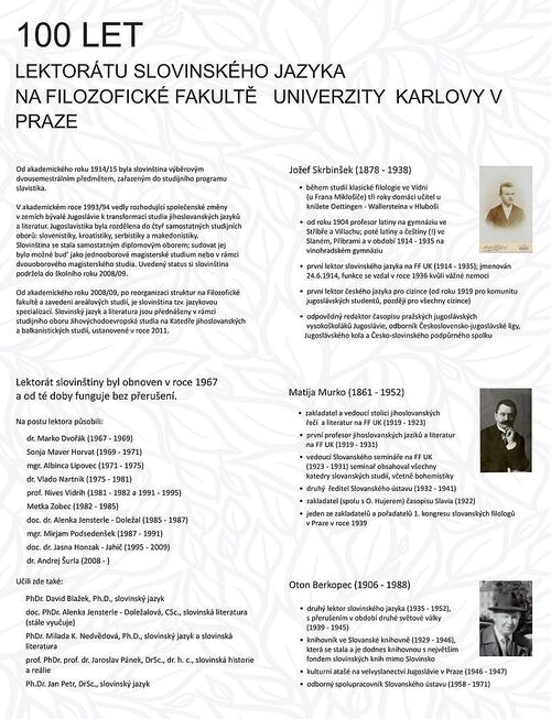 Program ob stoletnici Slovenskega lektorata na Karlovi univerzi v Pragi