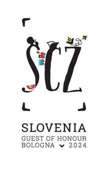 Logotip ŠČŽ (Slovenija - častna gostja mednarodnega knjižnega sejma v Bologni 2024)